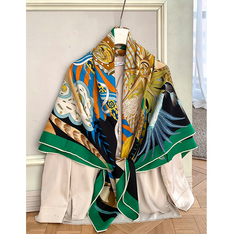 Designer Masked Horse 26 New High End Silk Cashmere Square Scarf Luxurious Women's Fashionable Shawl for Outdoor Use and Air Conditioned Spa
