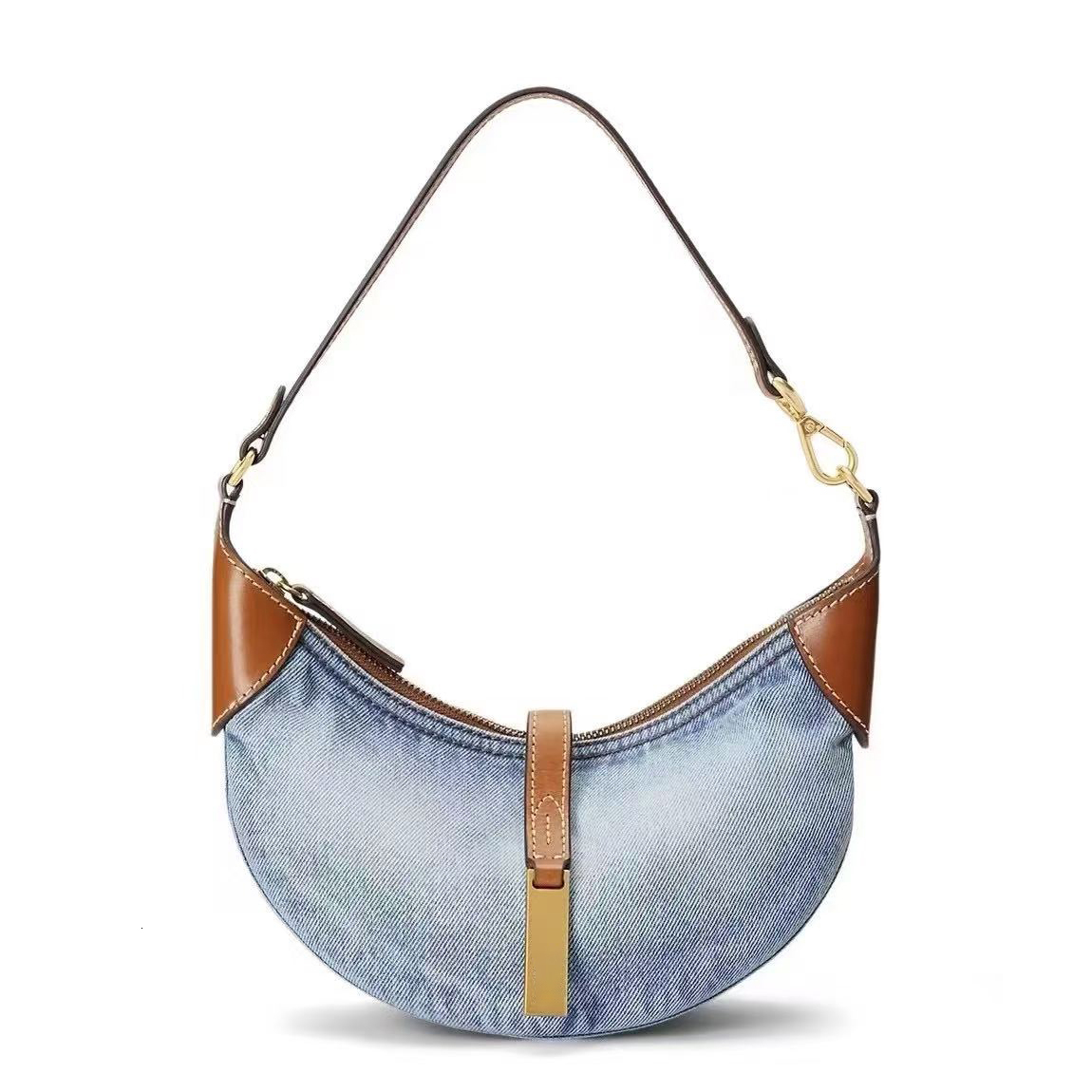Luxury Designer half moon crossbody quilted polo id vacation suede denim handbag Women brown Fashion Clutch tote Leather hand bag travel Shoulder Ba