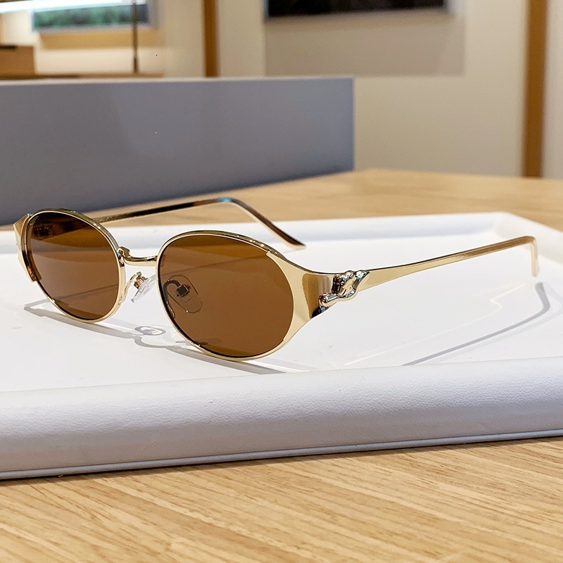 Designer Luxury Brand&# 039 Sunglasses Kajia Leopard Oval Full-Rim Sunglasses Vintage European American INS Style Same Style As Worn By Male And Fem