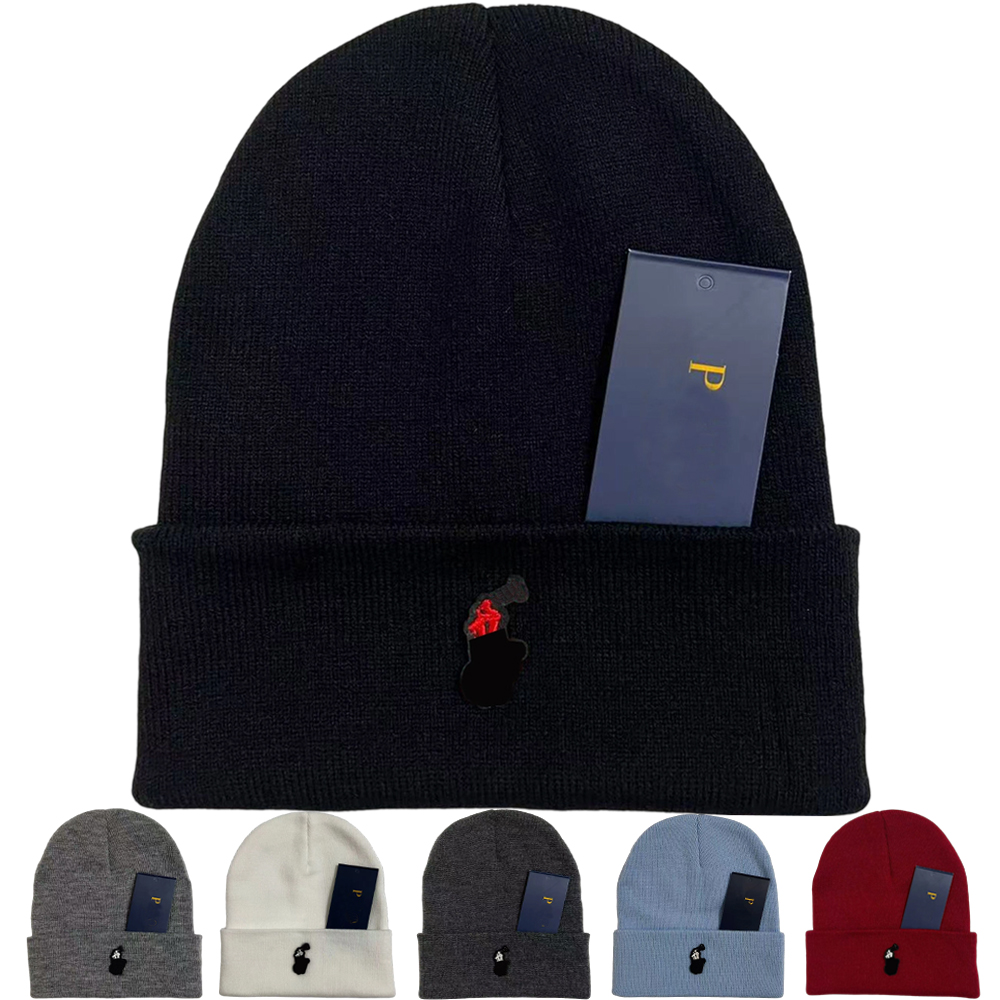 Designer Horse Beanie Knit Hat Classic Embroidered Pony Caps Mens Womens Solid Color Plain Winter Warm Sports Cuffed Skull Caps Unisex Luxury Bonnet