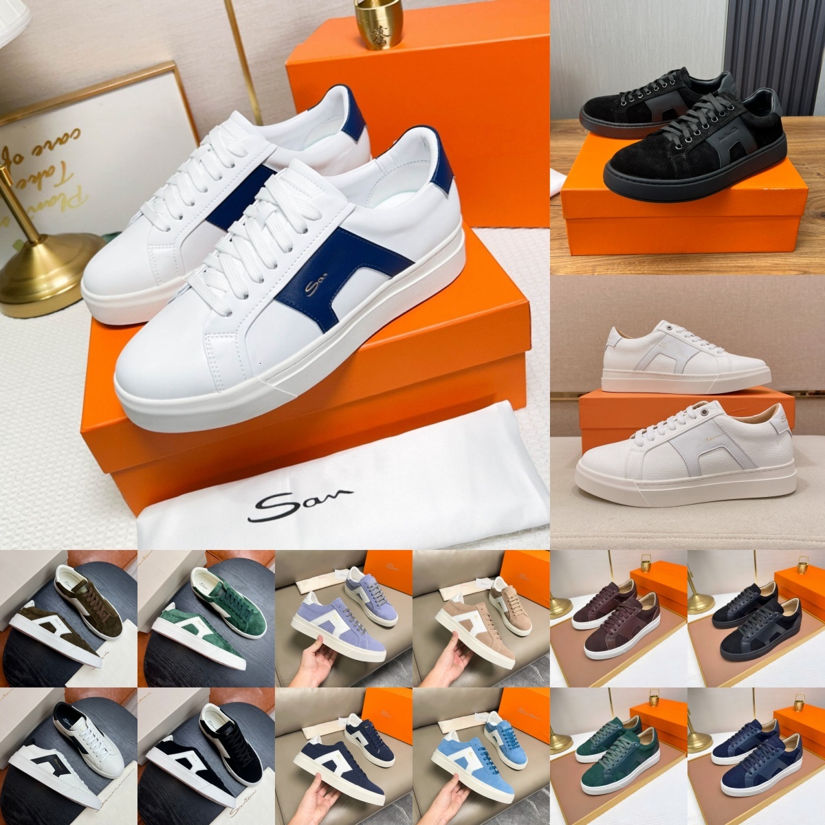 High quality Luxry Santonis Dress Designer mens Shoes sac Men soft Lace Up Business Casual Party Suede Leather Women Sneakers Formal Trainers Outdoo