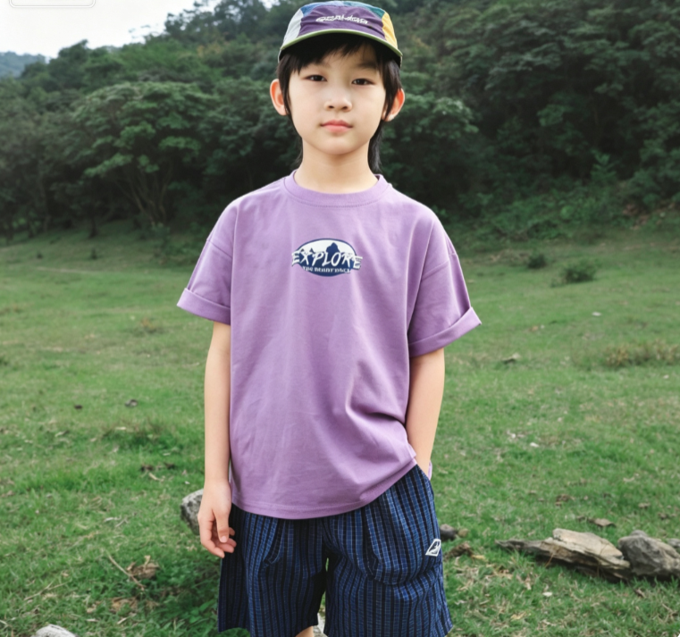 Kids Round Mountain Peak Graphic Tee Boys Girls Minimalist Circle Sunset Print Short Sleeve T-Shirt Soft Cotton Outdoor Casual Top 25DX1313