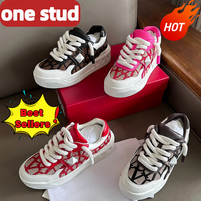 Designer one stud open Men Women casual shoes rivet White Black Red Trainers Dress Shoe Famous Paris Leather Breathable Low-top sports sneakers