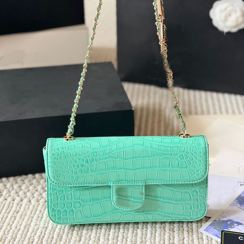 Cf Crocodile Skin Diamond Studded Letter Chain Women Designer Shoulder Bag Luxury Hardware Metal Sequin Crossbody Bag High Quality Mini Bling Makeup