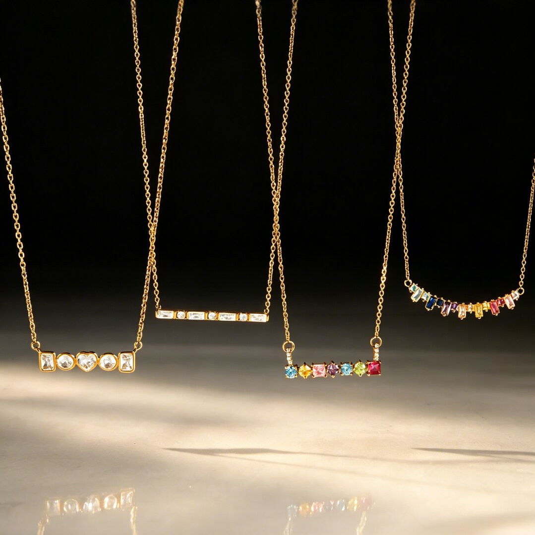 Collares con colgantes Collar de circonitas de acero y titanio: accesorio de cadena de collar lujoso y exclusivo para joyería de mujer