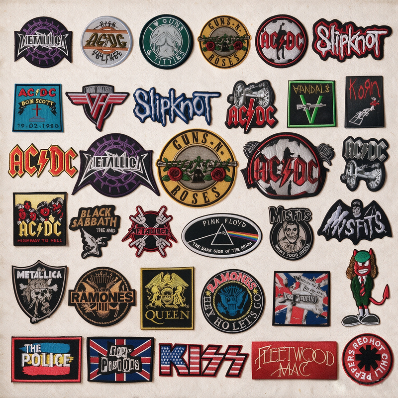 Customizable punk music embroidery canvas badge European and American rock band style 3D decoration sticker clothing decoration