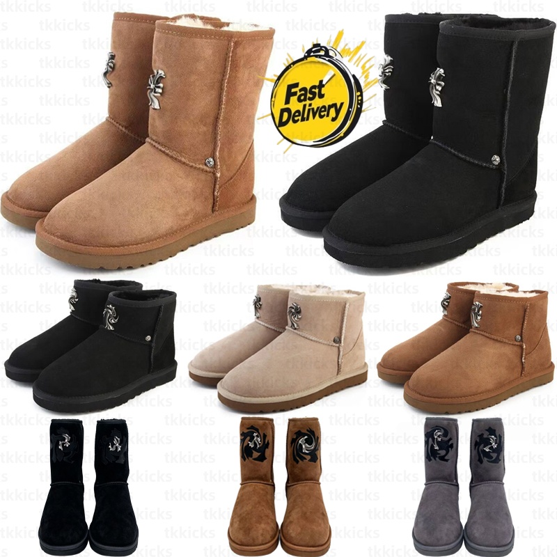Women Designer Snow Boots Men Slippers Platform Boot Slide Slipper Suede Girls Shoes Winter Snow Boots Ankle Booties Slides Size 35-46