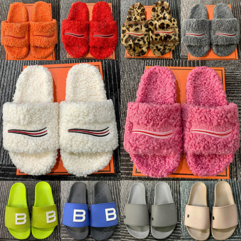 Free Shipping Designer paris slippers fur slides sandals for men women white blue black d h gate luxury fuzzy flip flop comfortable house slippers s