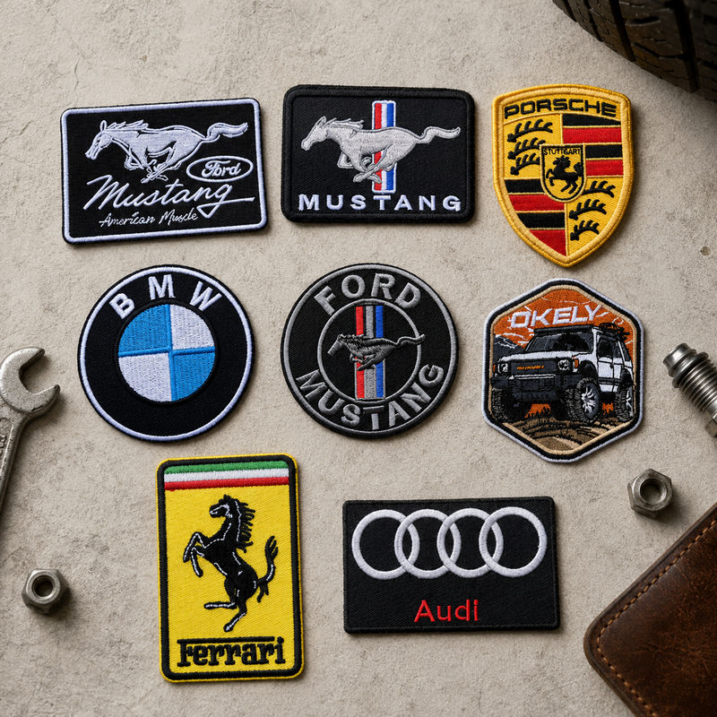 Badges brodés avec Logo de voiture de sport automobile, patchs à repasser pour vêtements