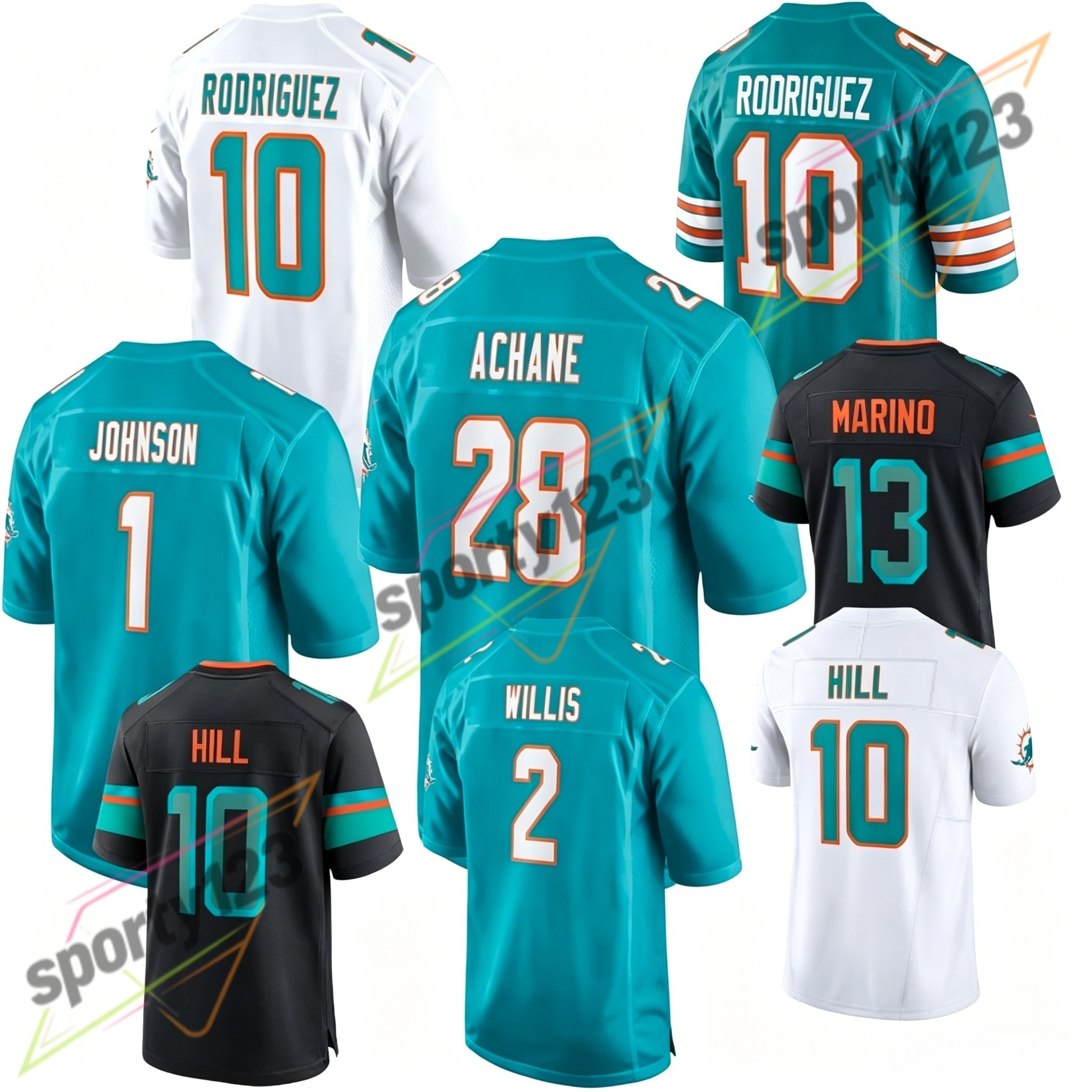 Men Fully Stitched Embroidered Football Jersey Dan Marino De'Von Achane Wholesale Ready to Ship