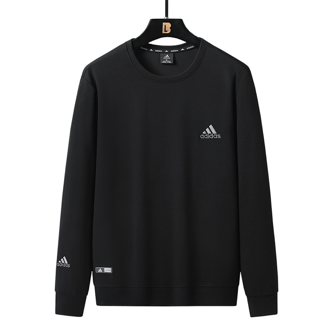 Adidas Sweat-shirt à col rond pour homme avec logo brodé classique à manches longues, haut doux et respirant, vêtements de sport décontractés, en