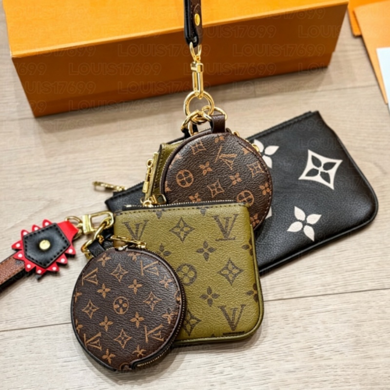 10a top 2026 new Luxury Vintage Style Women Multi Pattern Monogram Wallet Set Zipper Pouch Round Coin Purse Key Design Portable Small Storage Handba