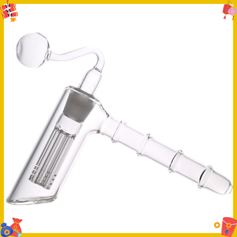 Portable Clear 18mm Female Glass Hammer Oil Burner Bong with 6 Arm Filter Thick Heady Glass Bubbler Water Pipes hookah with smoking banger bowl