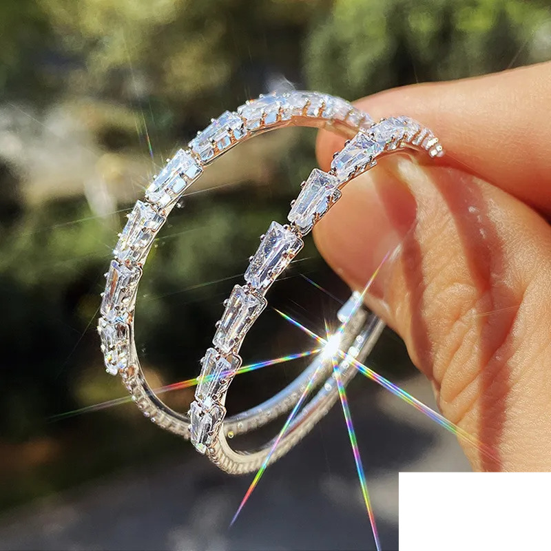 2026 New Cubic Zircon Hoop perfume Earrings Huggie Gold Sterling Silver Plated Diamond Flower Water Drop Heart Ear Rings Cuff For Women Wedding Brid