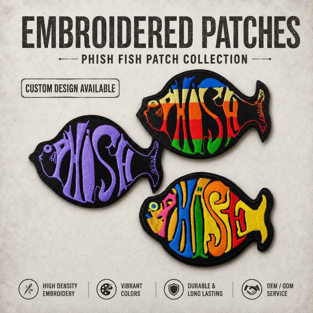 European and American trend fashion street punk rock PHISH band Iron-On embroidery patch creative personality cloth sticker