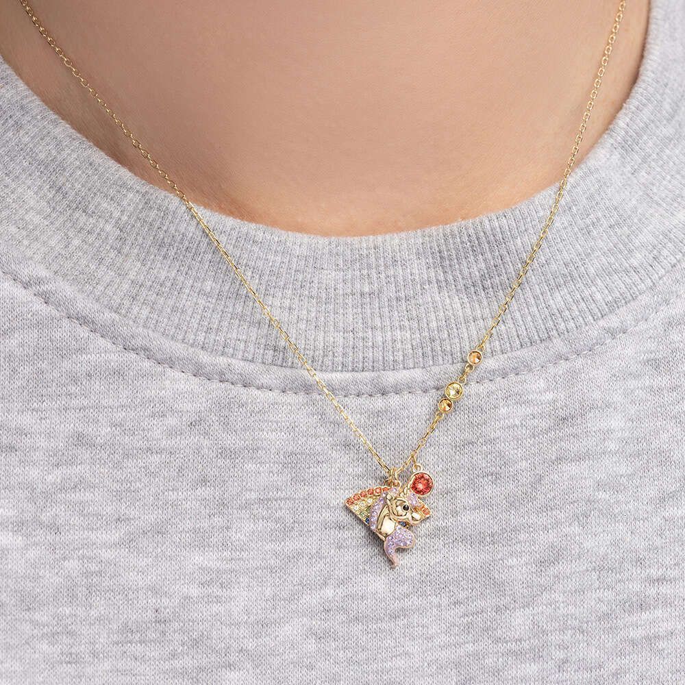 Collier Svarovsky Bijoux de créateur pour femmes Collier de licorne arc-en-ciel de rêve pour femmes avec chaîne de clavicule en cristal d'élément