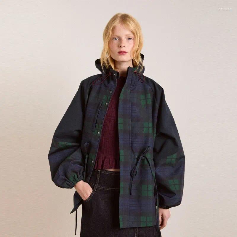 Women's Jackets Chic Plaid Vintage Coat Casual Loose Edgy Timeless Lady Jacket Trend Fashion Retro Designer Hooded Tops Female Fall Street