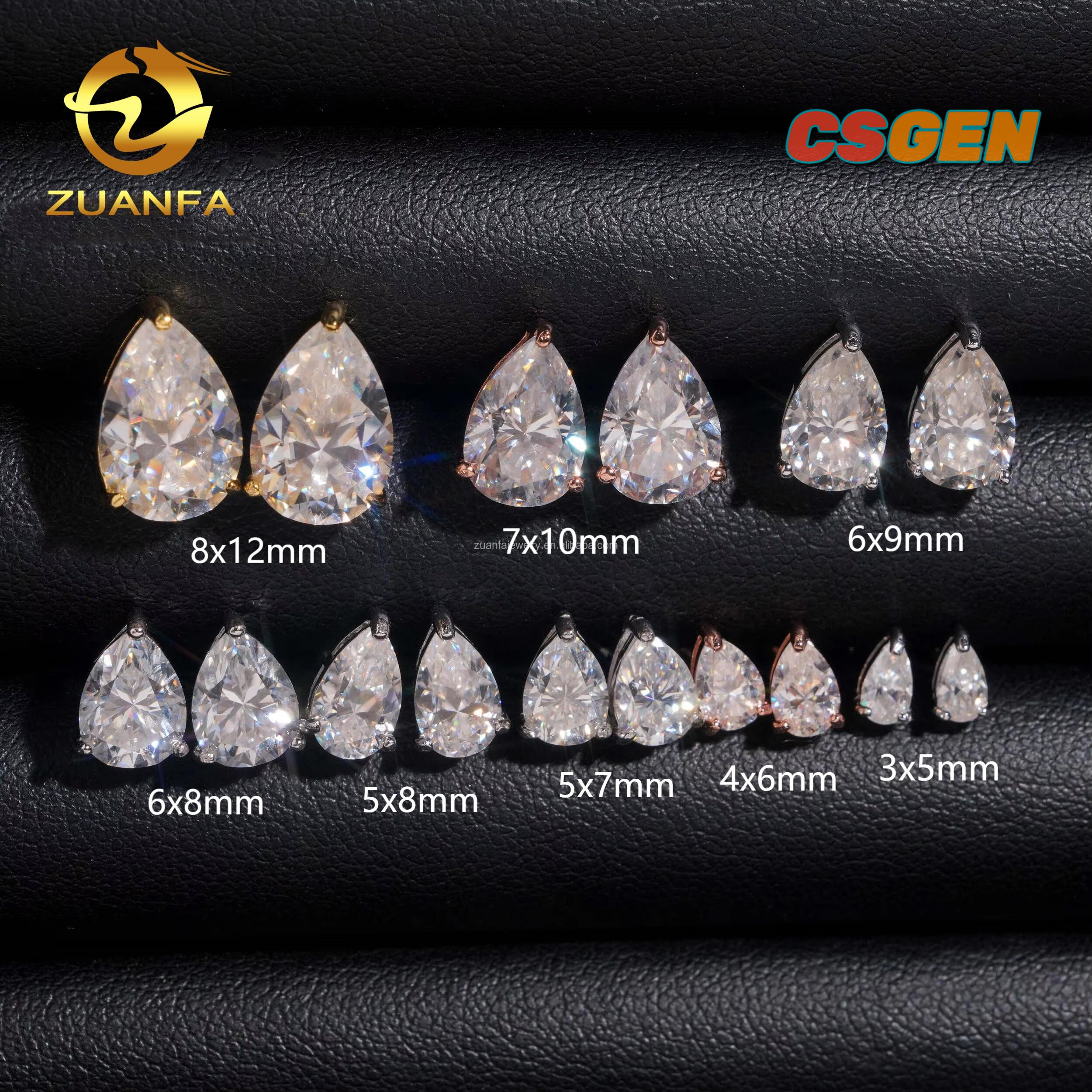 GRA Certificate Pear Cut 3prongs 925 Silver Jewelry Ear Studs Unisex Custom VVS D Moissanite Screw Back Stud Earrings