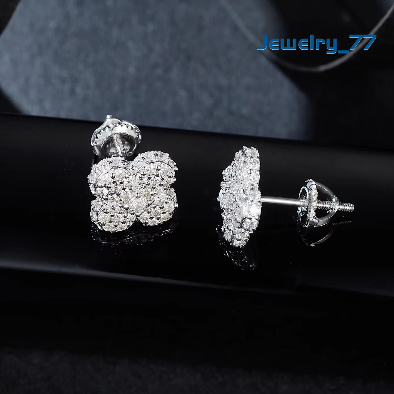 Wholesale Luxury Lab Grown Diamond GEM Rhodium S925 Sterling Silver Fine Moissanite Women Stud Earrings