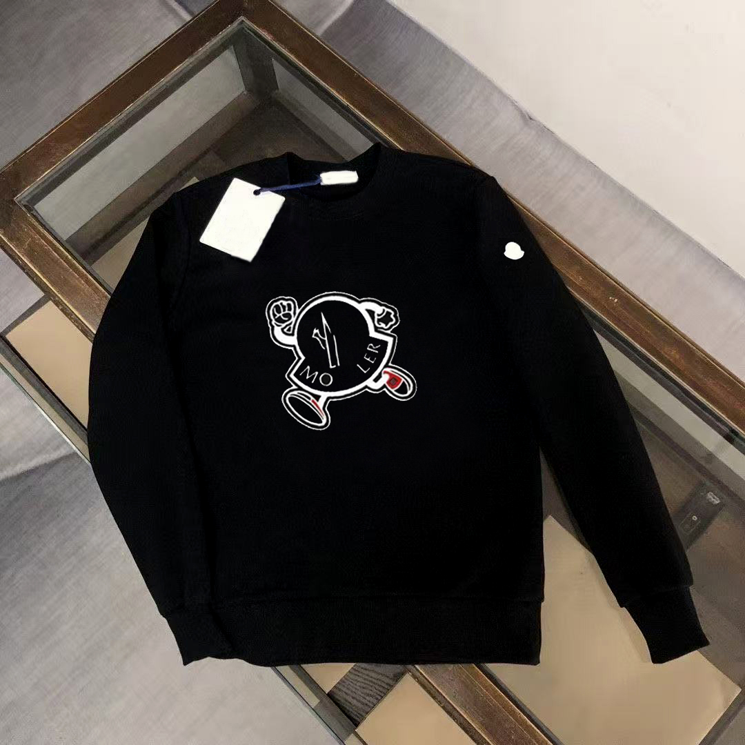 Male female fashion designers casual long sleeved round neck top features printed patterns The spring and autumn models are made of soft cotton fabr