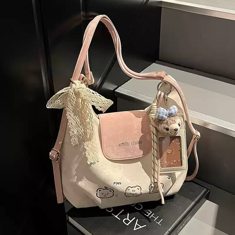 Luxury Fashion Y2K Women's Shoulder Bag Durable PU Leather Printed Patchwork Large Capacity Handbag Versatile Outdoor Travel Bag Commuter Shopp
