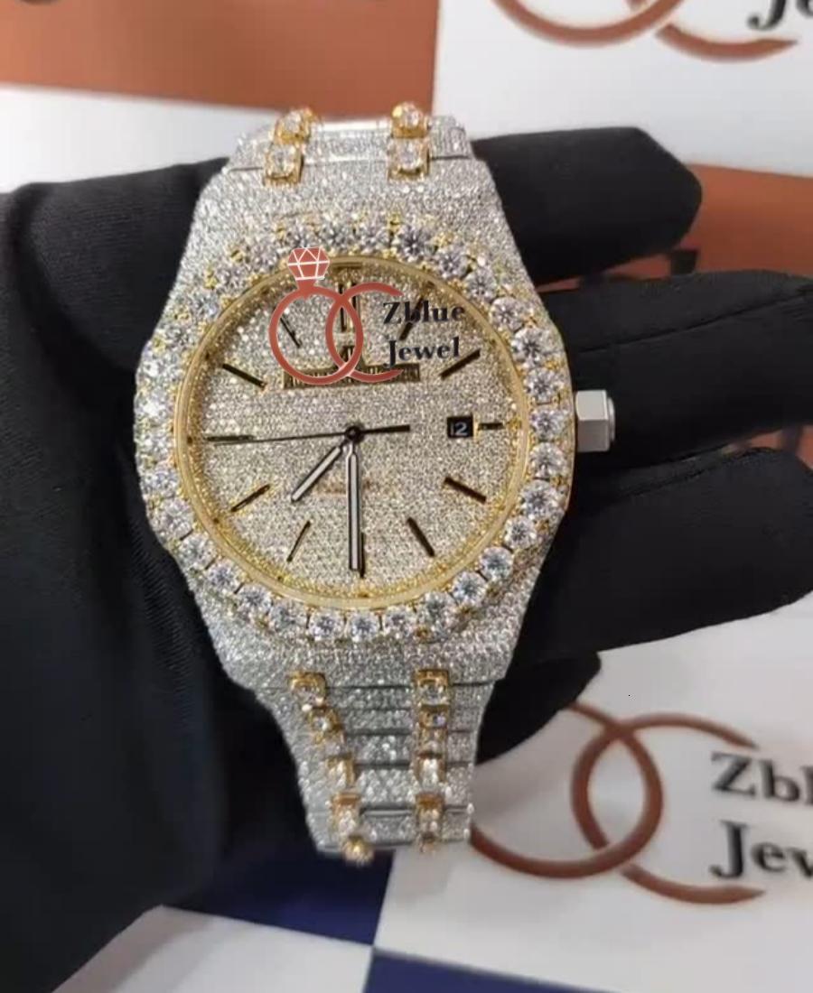 high quality Quality VVS1 D Color Moissanite Watch, Fashion Design Unisex Wristwatch, Luxury Iced Out watch Sparkling Style