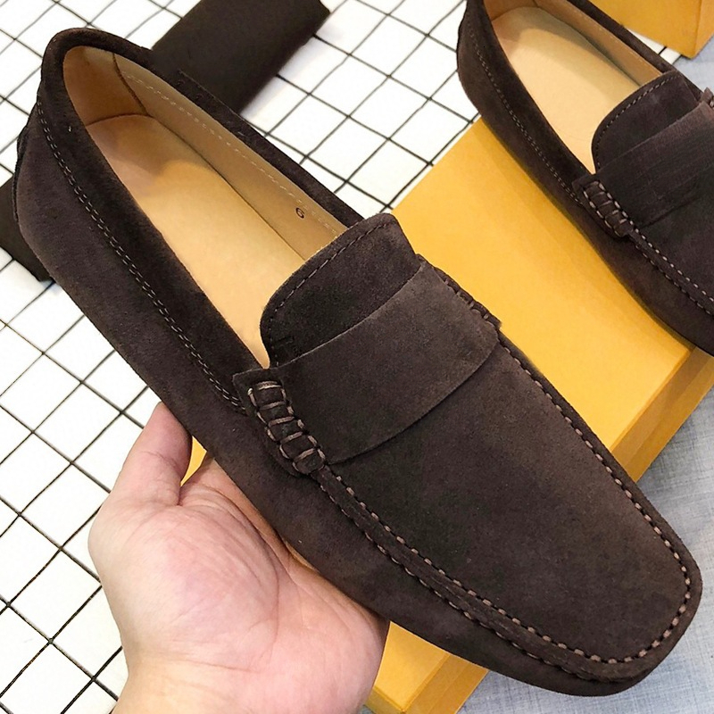 26 new model Designer shoes Doudou shoes genuine leather men s shoes trendy brand frosted suede shoes one foot cowhide business casual shoes fashion