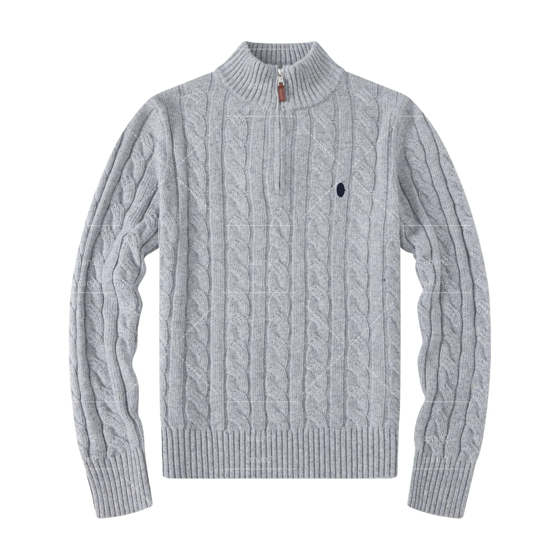 Polos shirt designer Men's stand-up collar sweater casual high-quality drawstring small horse logo half-zip pullover shirt winter long-sleeved