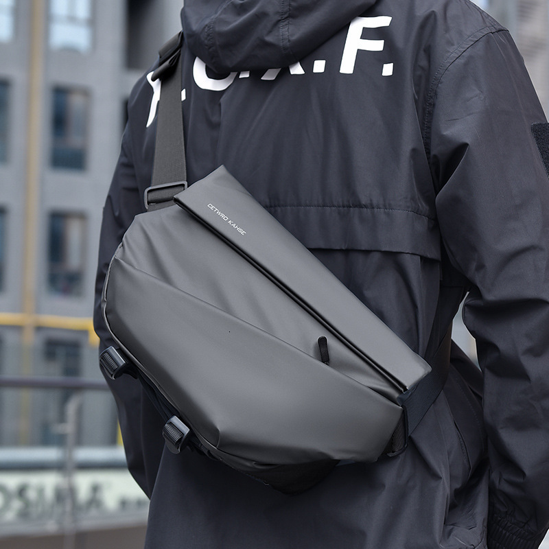 Classic Simple Men Crossbody Chest Bag Luxury Portable Waterproof Oxford Fabric Large Capacity Shoulder Bag Trendy Commuting Outdoor Casual Black To