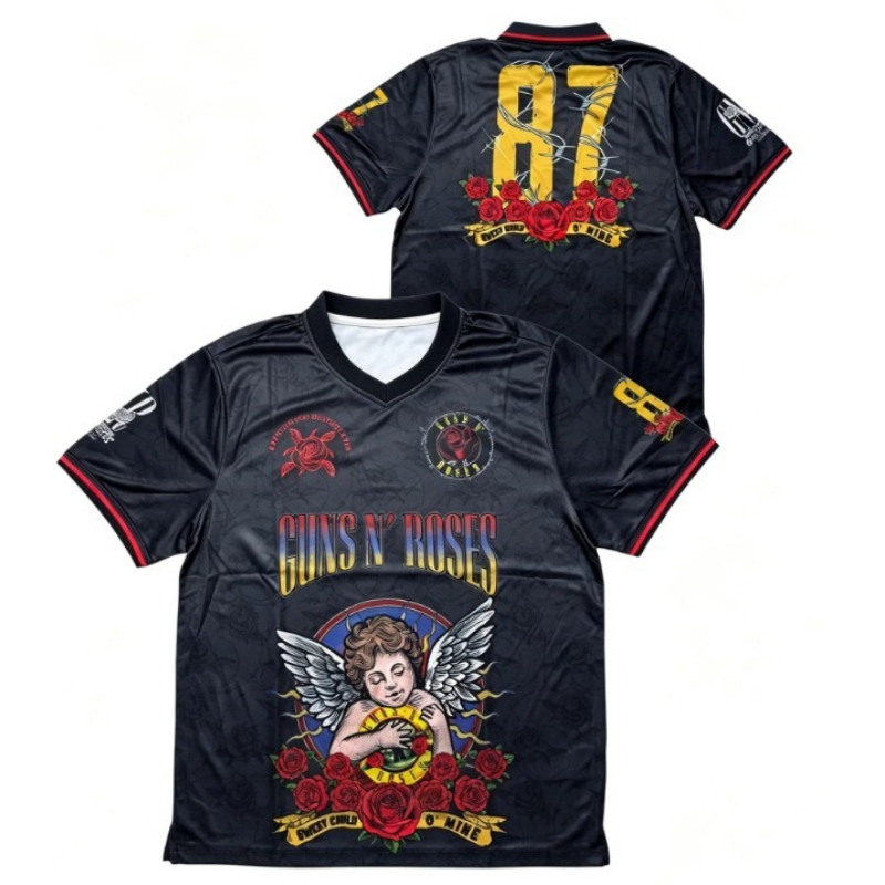 Rock Band Guns N Roses 3D Print Football Jersey T-shirt Men Women Summer Sports T-shirt Breathable Quick Drying Clothing