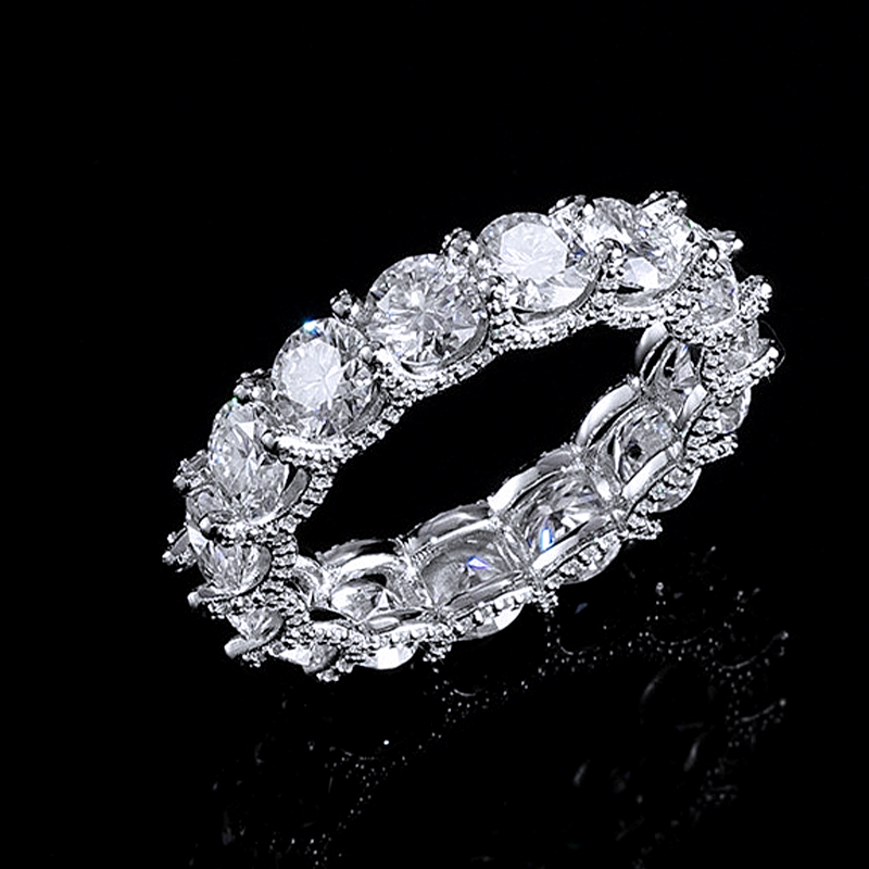 Custom Hiphop S925 Silver 5 MM D White VVS Certified Moissanite Diamond Eternity Promise Rings for Mens Wedding Jewelry