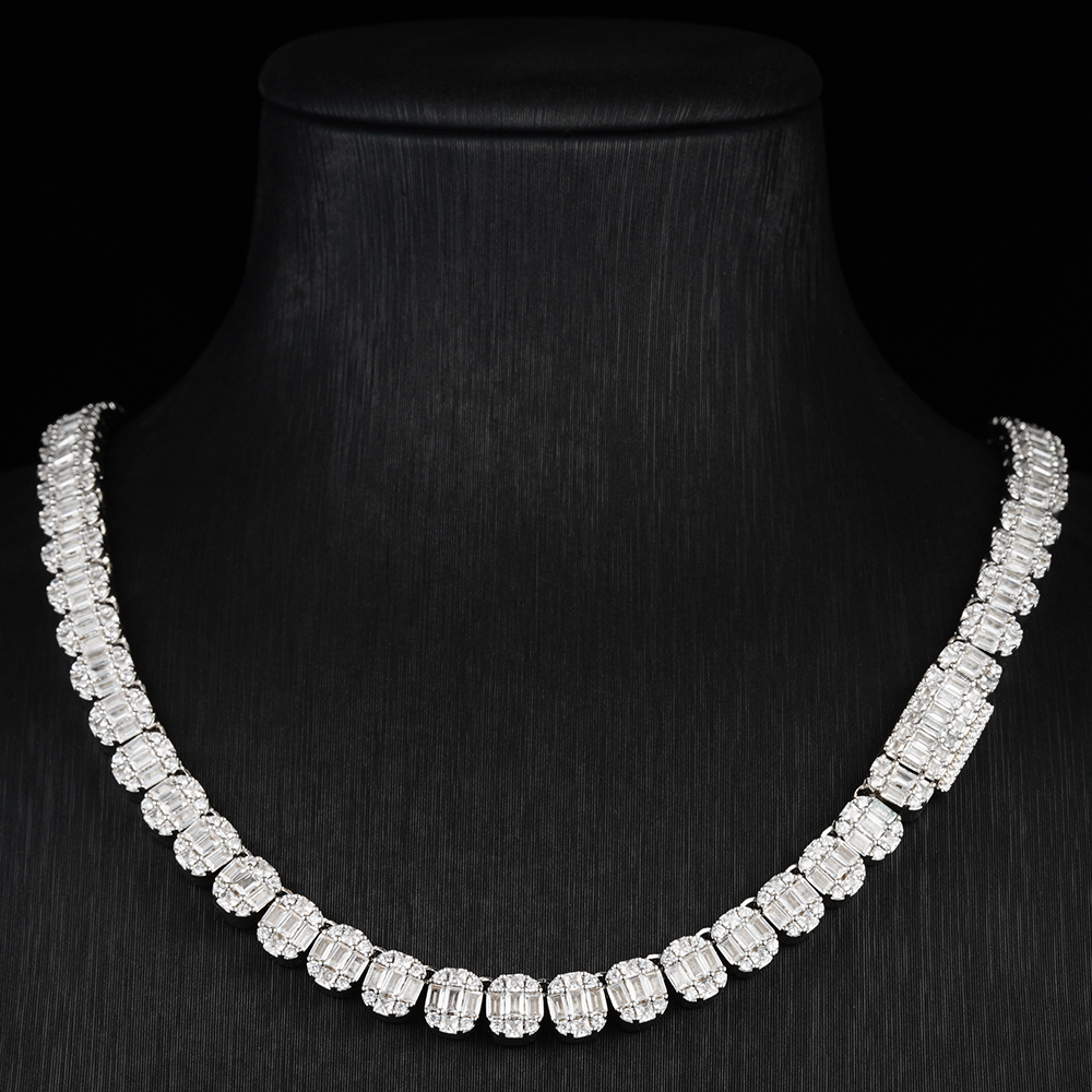 Trendy Custom 75mm S925 Sterling Silver Link Chain Necklace for Women Moissanite Personalized Gift Jewelry