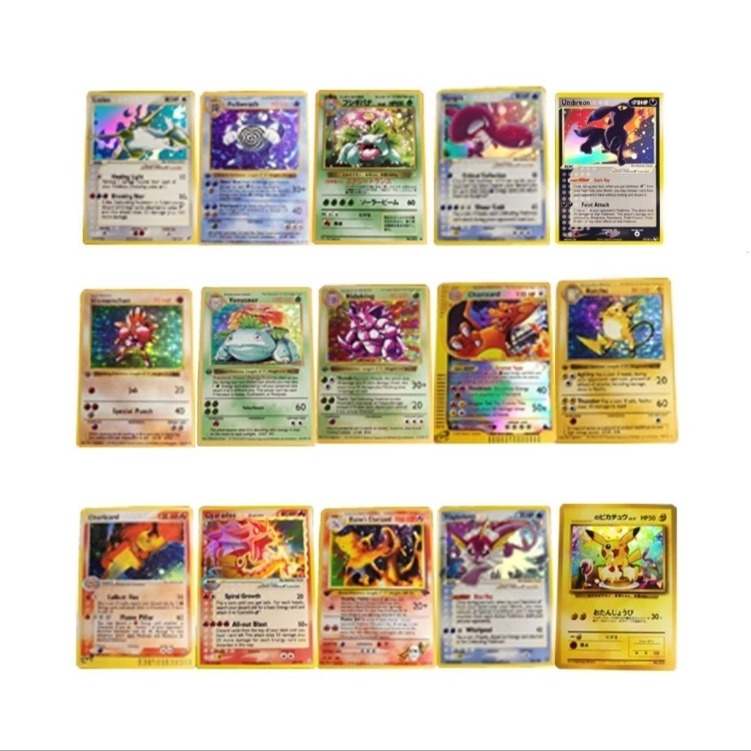 First-generation Base Set Pokemon Classic Flash with Fine Laser Texture PTCG Replica Cards for Cross-Border Wholesale