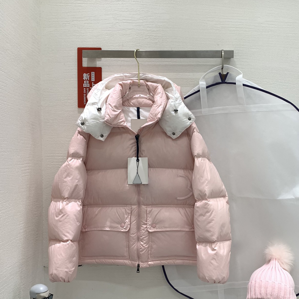 Doudoune épaissie pour femme série Abbaye Logo brodé pull en duvet d'oie blanche doudoune à manches longues Casual Outdoor femme en rose hiver