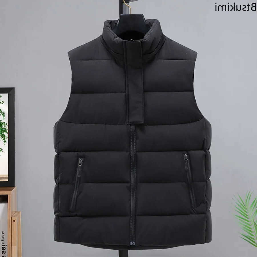 Winter 2026 Men's Thicken Down Cotton Vest Splice Sveless Parka Jacket Casual Windproof Warm Vest Men Zip-up Hooded OuterwearT260810 Q260917