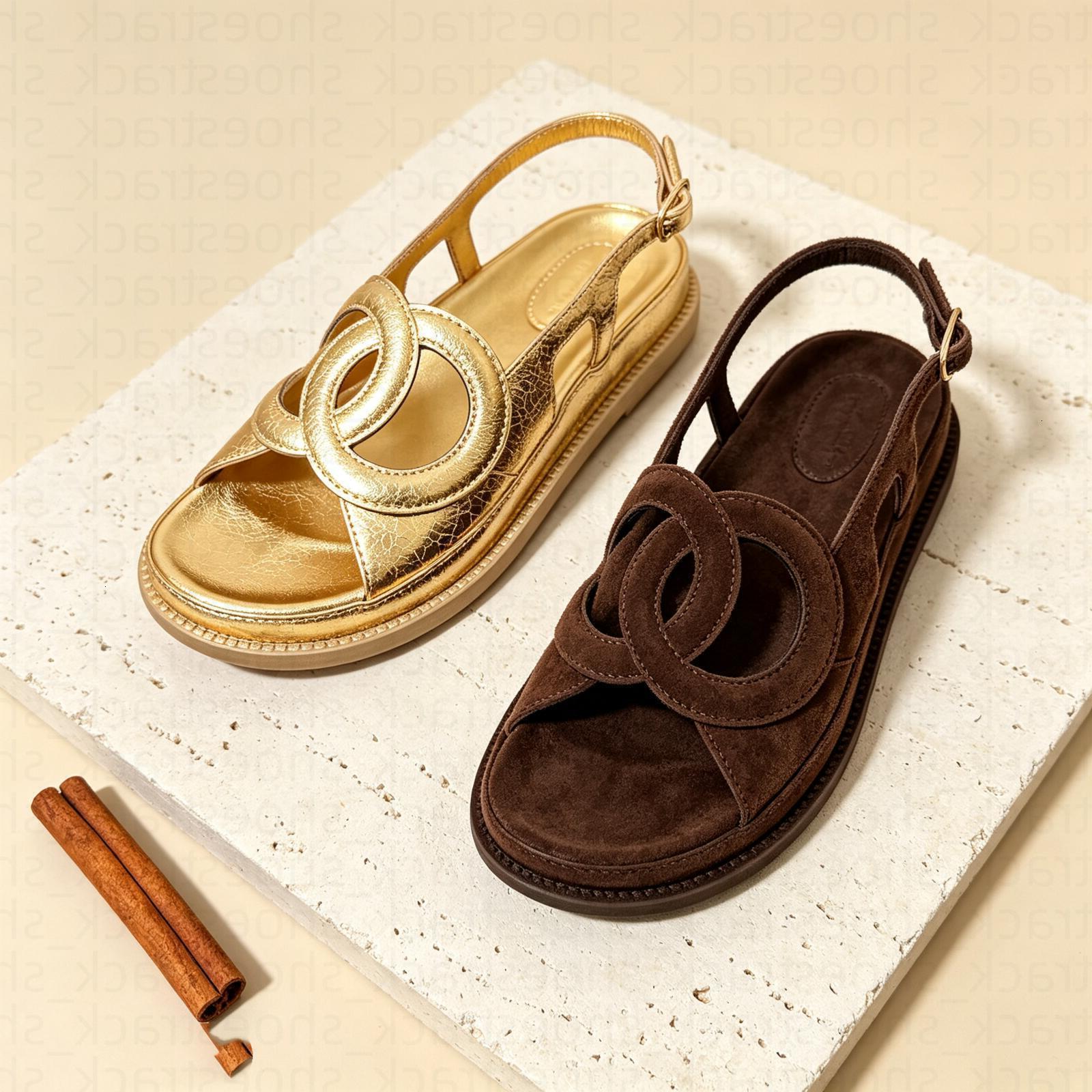 Designer Luxury Womens 26P Black Shoe Sandals slipper Soft Leatherette Interlocking Accent Open Toe Flat Slingback for Spring Travel Style Contempor