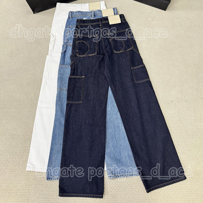 Pantalon en Denim délavé pour femmes, marque de luxe, bleu d'extérieur, décontracté, Style de rue, quotidien