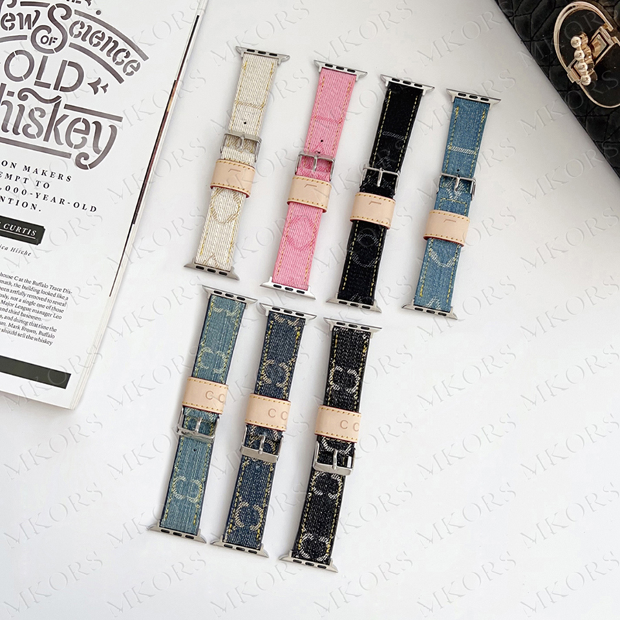 Designer Jeans Smart Watch Strap for iWatch Series S11 10 9 8 7 6 5 4 3 2 Ultra Se Embroidery Wristband Lxuruy Wrist Bracelet 38mm 40mm 41mm 42mm 44