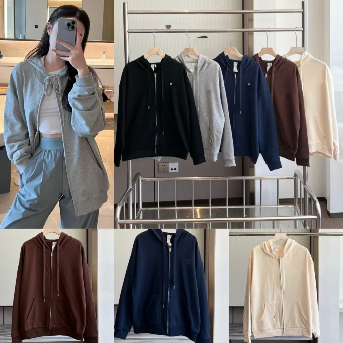 2671A 26 Autumn 3D Silver Hoodie Cardigan Jacket Versatile Fashion Sweatshirt for Men and Women Trendy Unisex Hooded Sweatshirt