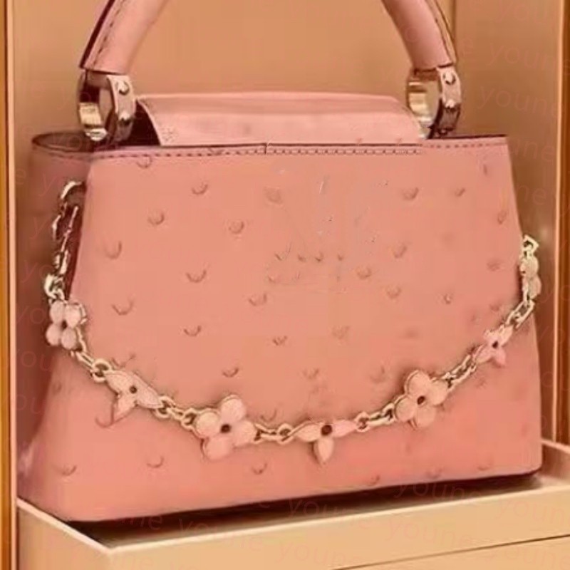 Designer Four Leaf Clover Monogram Enamel Bag Short Handle Strap Women Crossbody Purse Decor Chain Replacement Handbag Accessories