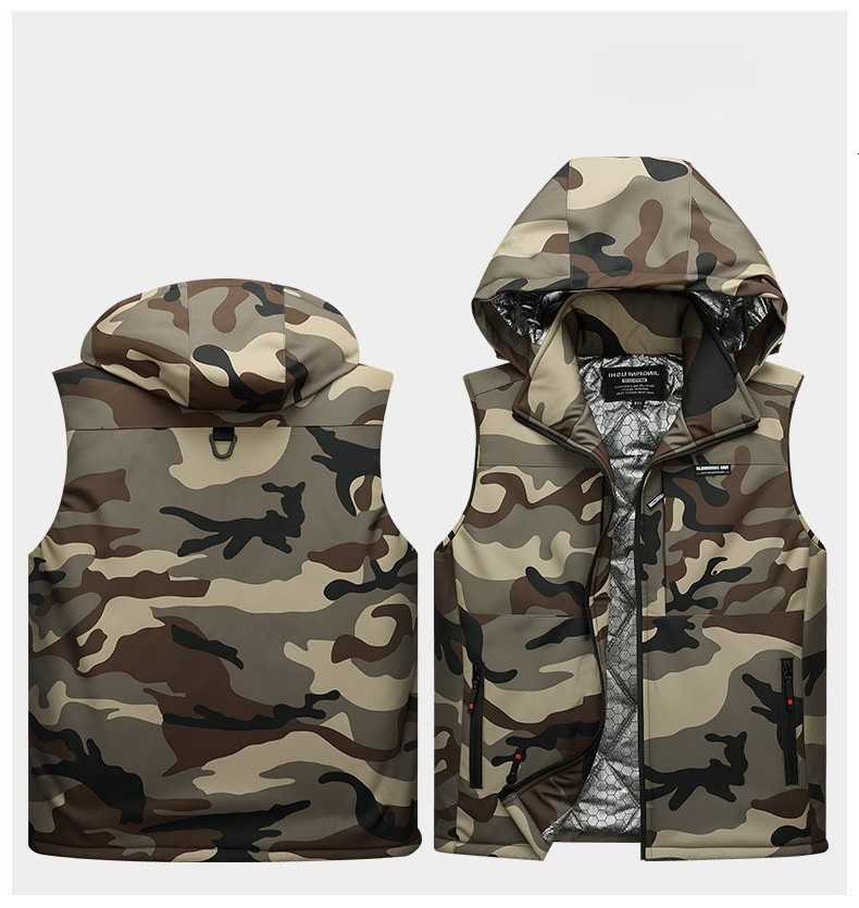 Winter Work Men's Vest Graphene Thermal Heated Jacket Thick Cotton Lined Camo Sleeveless Coat Durable Outdoor ProtectionT260810