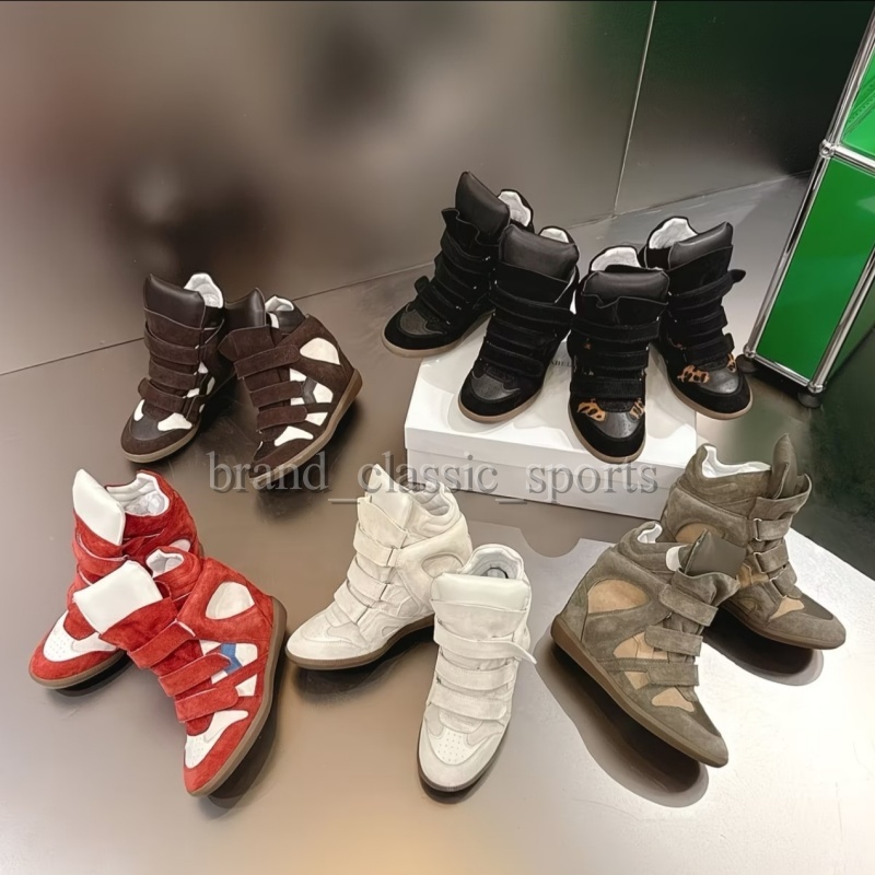 isabel shoe 2026 deisgner boots Brand shoes Hot Sale Black Genuine Leather winter boots Bekett Leather-Trimmed Suede Wedge Sneakers Fashion Show ank