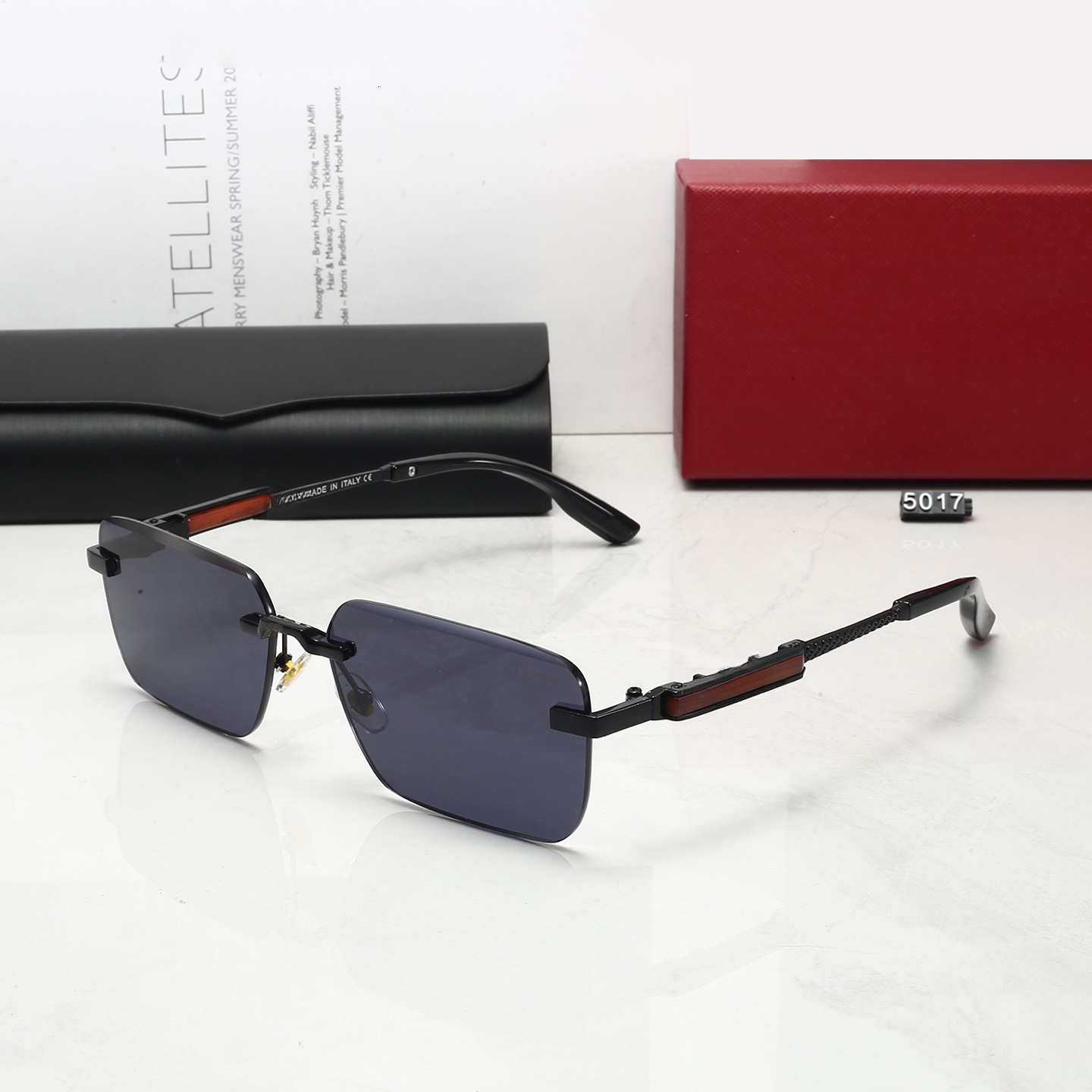 2026 New designer ca rt i ers sunglasses Luxury Eyewear Full Set Logo Metal Rimless Sunglasses