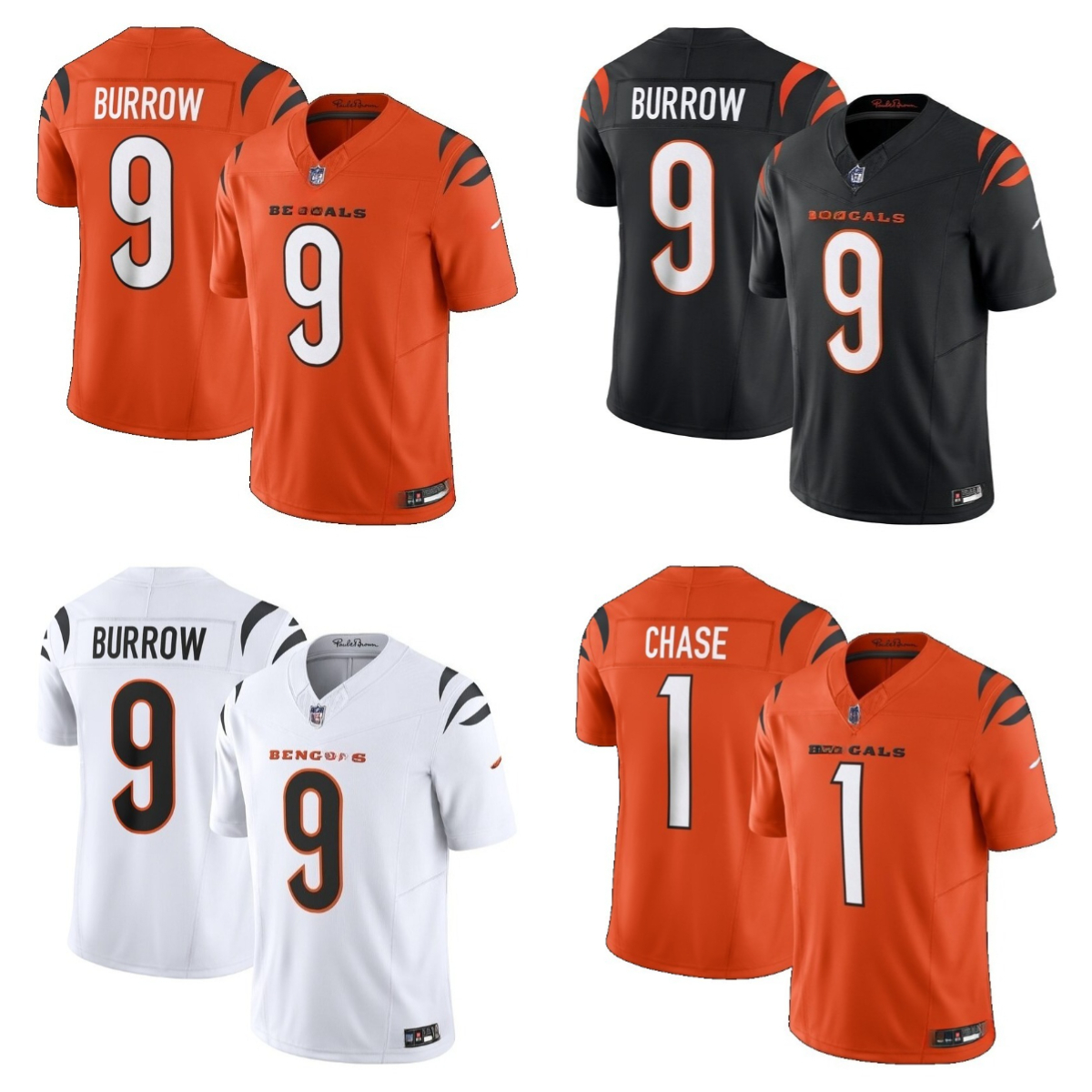 9 Joe Burrow 1 Ja'Marr Chase 5 Tee Higgins 2 McPherson Vapor F.U.S.E. Maillot de football brodé en sergé de qualité supérieure - Hommes Femmes Je