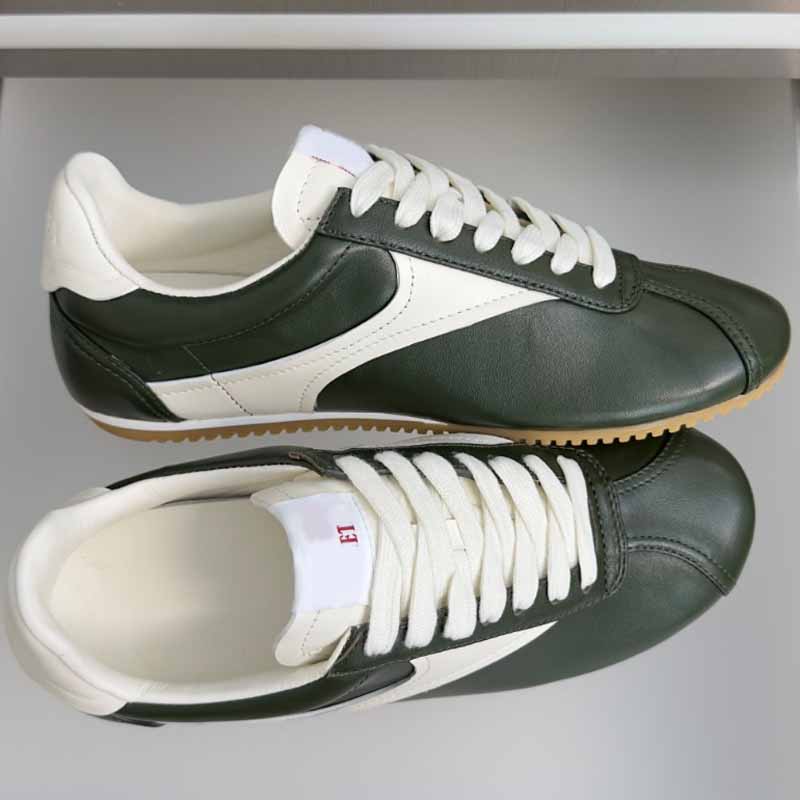 Designer SHOT SNEAKER For Women Men Color Block Leather Retro Sneakers Minimal Vintage Athletic Collection Unisex Slim Round Toe Shoes