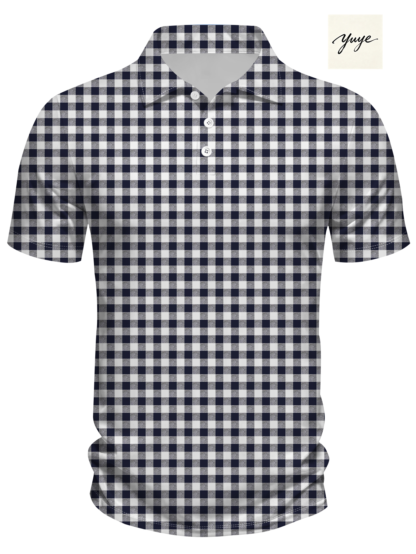 Polo imprimé pour hommes à manches courtes motif à carreaux à carreaux en plein air athlétique décontracté tenue quotidienne chemise pour hommes