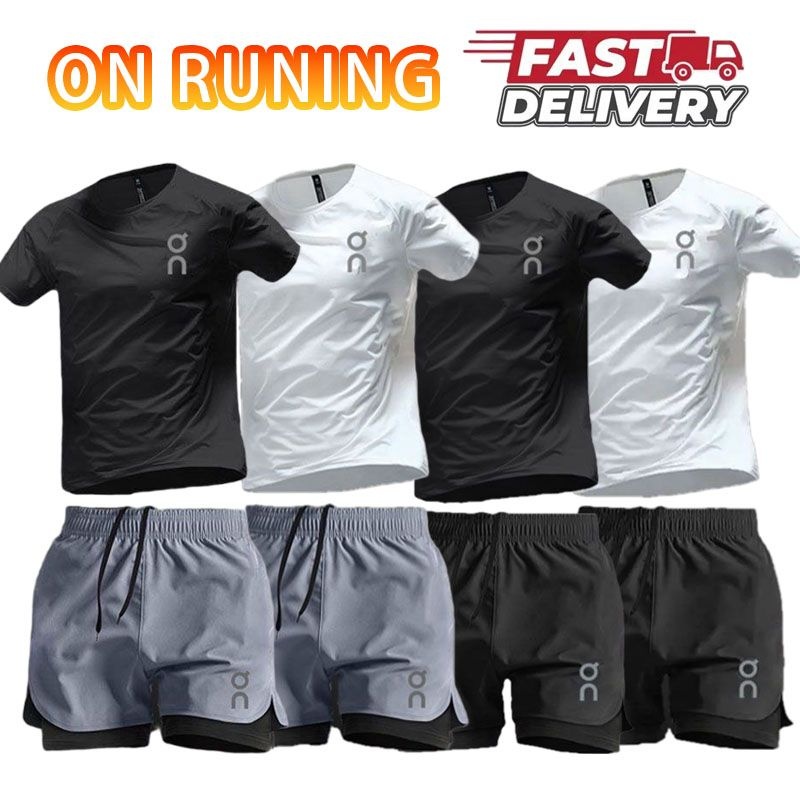 Tracksuit Summer Set PantalonEnsemble On Cloud Ensemble Running Oncloud Short Sleeve 2PC Quick Dry Sets Shirt Shorts pour Homme 01