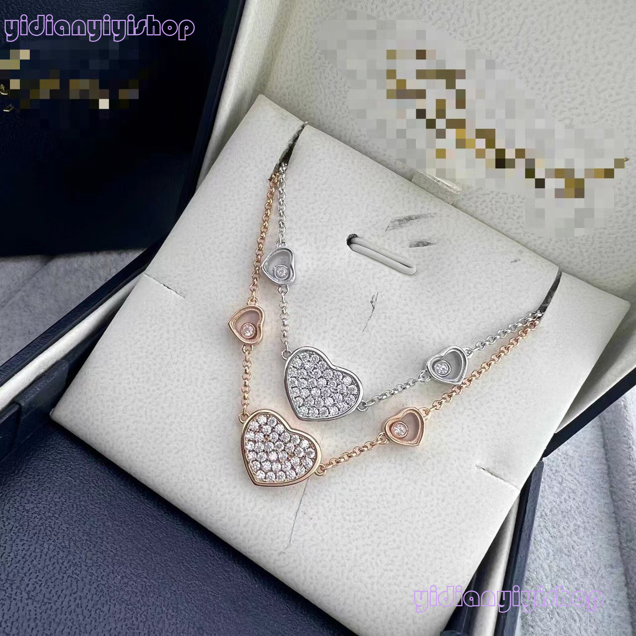 Chopardlyness Necklace Designer Jewelry Heart-To-Heart Necklace For Women Fashionable Versatile Full Diamonds Heart-Shaped Clavicle Chain Elegant Dy