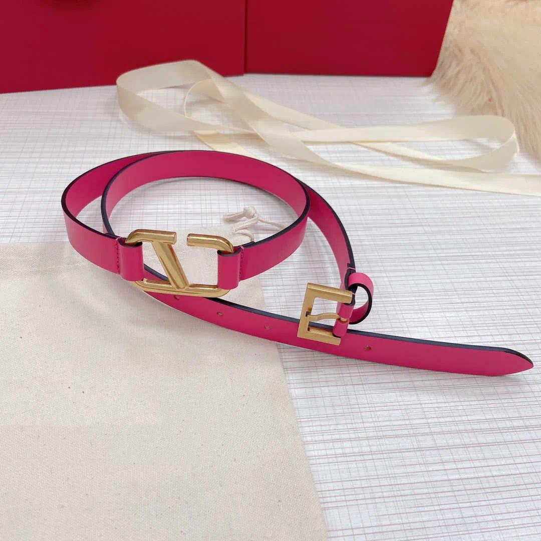 Classique Femmes Pur Cuivre Boucle Lisse Ceinture Double Face Réversible Robe Décorative Mince Ceintures De Mode Créateur Ceinture Largeur 2.0 cm
