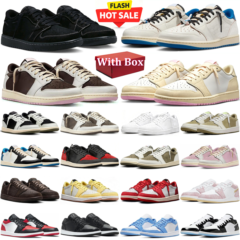 designer Basketball shoes travis low scottjordan 1 1s low lows mens sneakers woman trainers Black Toe Neutral Olive sport chaussures with box
